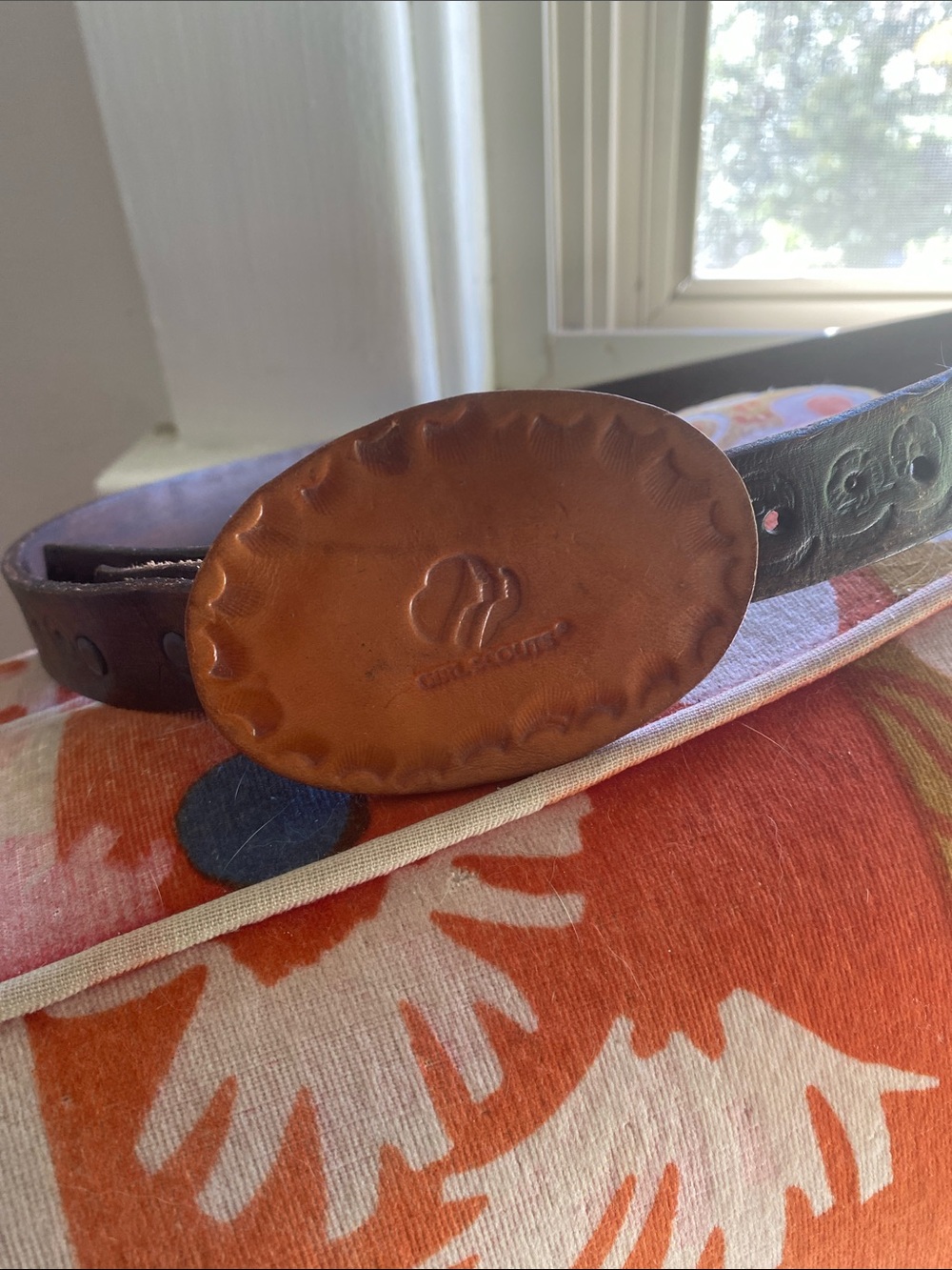 Vintage leather Girl Scout belt